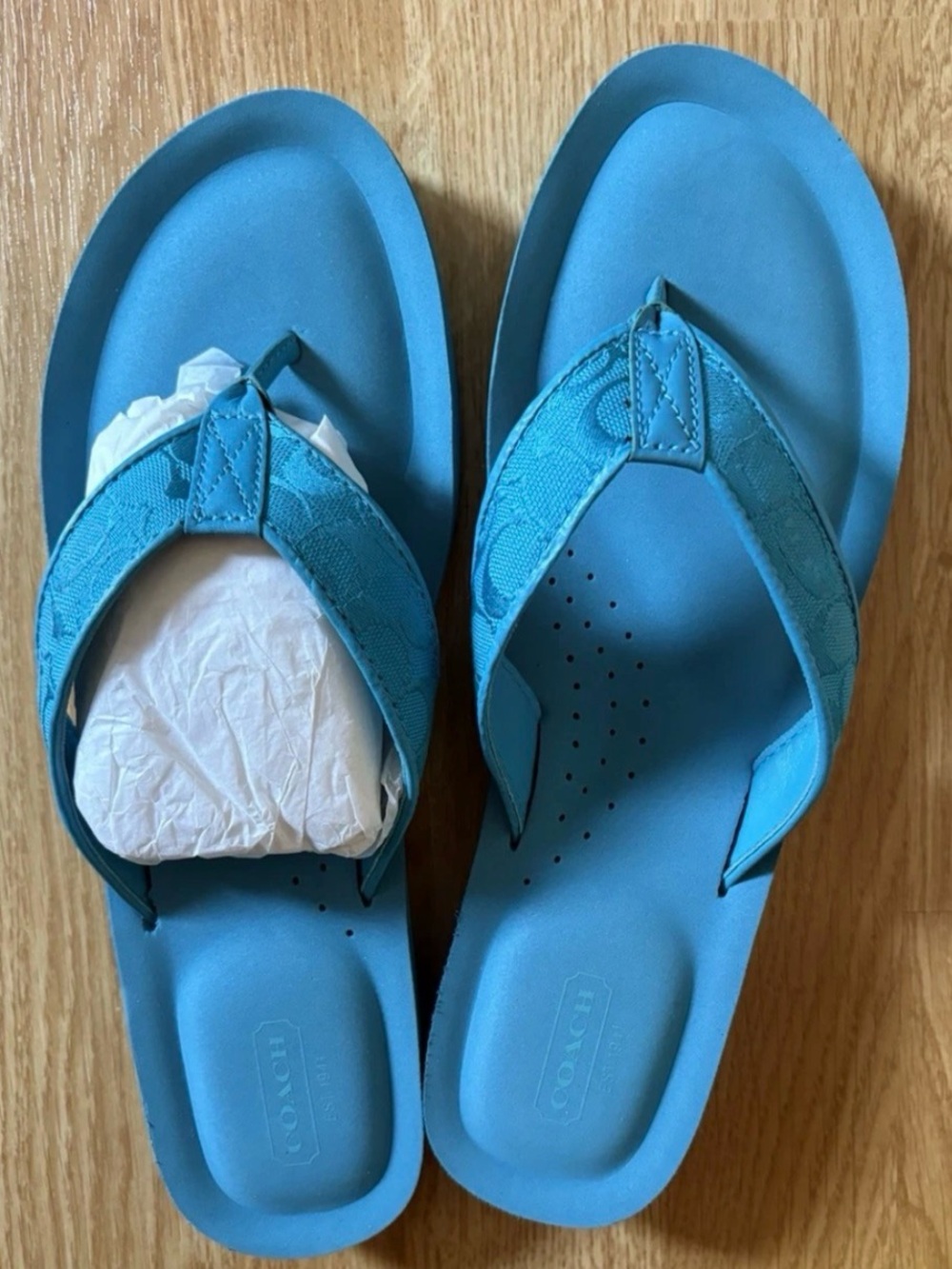 The COACH Aqua Logo leather Slip-On Flip Flop Sandals in size US 10 NEW